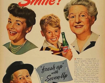 Vintage 7UP THE UNCOLA Peter Maxx Style Metal Sign, Rare Retro