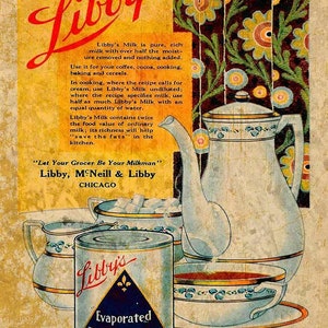 Libbys Evaporated Milk Chicago Ill 16&quot; Heavy Duty USA Made Metal General Store Advertising Sign