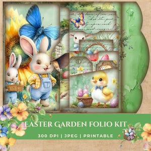 Kit Folio per giardino di Pasqua / Stampabile / Disegni primaverili vivaci / Tasche, effimere e texture per mini-progetti rapidi e belli / Pastelli