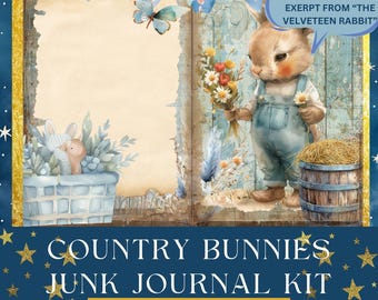 Country Bunny Junk Journal Kit | Printable Pages | Story | Ephemera, Textures & Country-Themed Designs | Scrapbooking | Digital Download