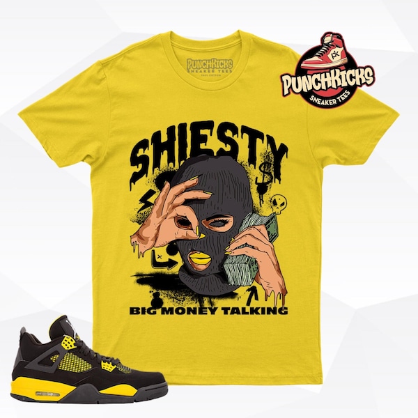 Jordan 4 Thunder Sneaker Shirt passend zu Shiesty Big Geld Reden - PunchKicks Geschenk für Ihn, Geschenk für Sie, Geschenk für Sneakerhead