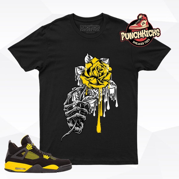 Jordan 4 Thunder Sneaker Shirt passend zu Rose mit Totenkopf Hand - PunchKicks Geschenk für Ihn, Geschenk für Sie, Geschenk für Sneakerhead