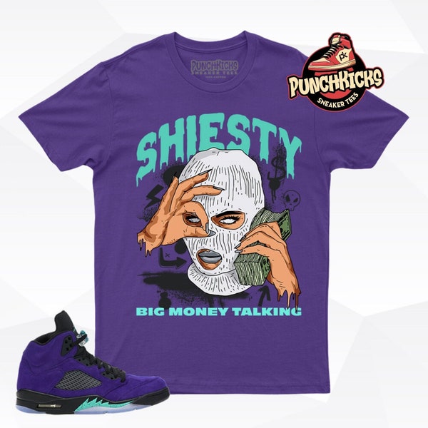 Jordan 5 Alternate Grape Sneaker Shirt to match Shiesty Big Money Talking - PunchKicks Gift For Him, Gift For Her, Gift For Sneakerhead