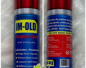 IM-OLD Funny Gag Gift Can – 20oz Therapeutic Spray Novelty, Over the Hill Birthday Gift for Men or Women, Senior Humor Decor