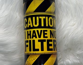 Caution No Filter 4-in-1 Can Cooler – Funny Hazard Design