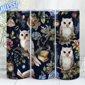 Owls And Florals Sublimation Design For 20oz Straight & Tapered Skinny Tumbler, PNG File, Instant Digital Download, Tumbler Wrap