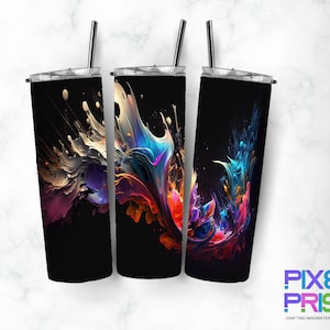 Colorful Paint Swirl Sublimation Design For 20 oz Straight and Tapered Skinny Tumbler, Tumbler Wrap, PNG, Instant Digital Download