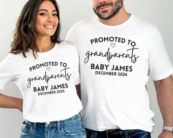 Personalized Promoted to Grandparents Shirt, Grandma and Grandpa Tshirt, Custom Pregnancy Reveal Tee, New Grandparents Announcement Gift