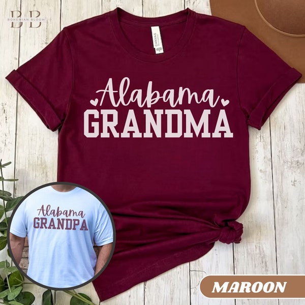 Alabama Grandma T Shirt for Bama Grandparents Gift for Alabama Mom Alabama State Souvenir T-Shirt Alabama Resident Travel Shirt Gameday Tee