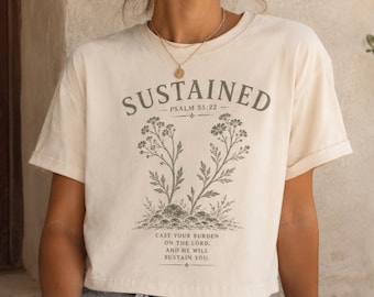 Komfort Colors® Bibel Vers Boxy Crop T-Shirt Christian Womens Shirt Psalm 55 22 Shirt Glaube basierte Bekleidung Floral Christian Shirt Glaube Shirts