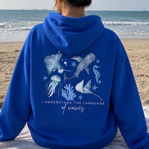 Ocean Beach Hoodie Ocean Inspired Style Mermaidcore Clothing Beachy Hoodies Preppy Sweatshirt Coconut Girl Crewneck Beachy Sweatshirt