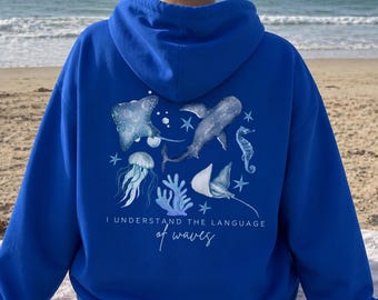 Ocean Beach Hoodie Ocean Inspired Style Mermaidcore Clothing Beachy Hoodies Preppy Sweatshirt Coconut Girl Crewneck Beachy Sweatshirt