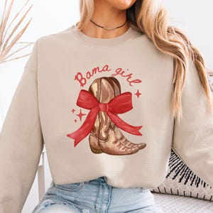 Bama Girl Sweatshirt Coquette Clothes Alabama Sweatshirt Alabama Football Bama Mom Shirt Football Sister Gift Alabama Shirt Game Day Outfits