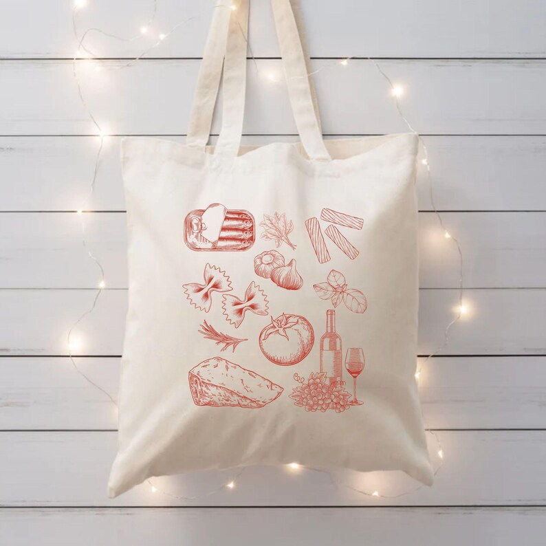 Sardines Tote Bag Tinned Fish Pasta Tote Bag Italian Theme Italy Bag La