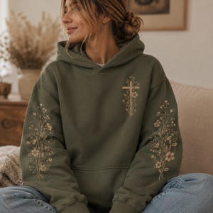 Floral Christian Hoodie Botanischer Glaube Hoodie Wildblume Christian Sweatshirt Christian Womens Shirts Kirche Bekleidung Bibel Studium Geschenke