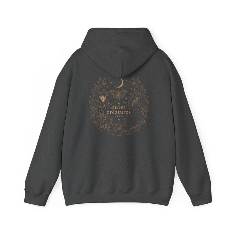 Hexen-Hoodie, verspielte Kleidung, Cottagecore-Kleidung, Feen-Grunge-Motten-Shirt, Natur-Hexen-Geschenke, Goth-Hoodie, Hexenartikel, Luna-Motten-Shirts Dark Heather
