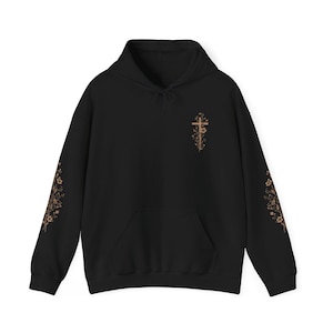 Floral Christian Hoodie Botanischer Glaube Hoodie Wildblume Christian Sweatshirt Christian Womens Shirts Kirche Bekleidung Bibel Studium Geschenke Black