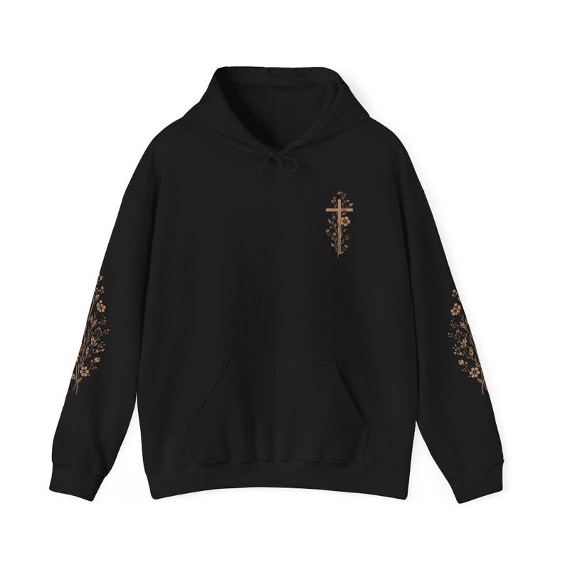 Floral Christian Hoodie Botanischer Glaube Hoodie Wildblume Christian Sweatshirt Christian Womens Shirts Kirche Bekleidung Bibel Studium Geschenke Black