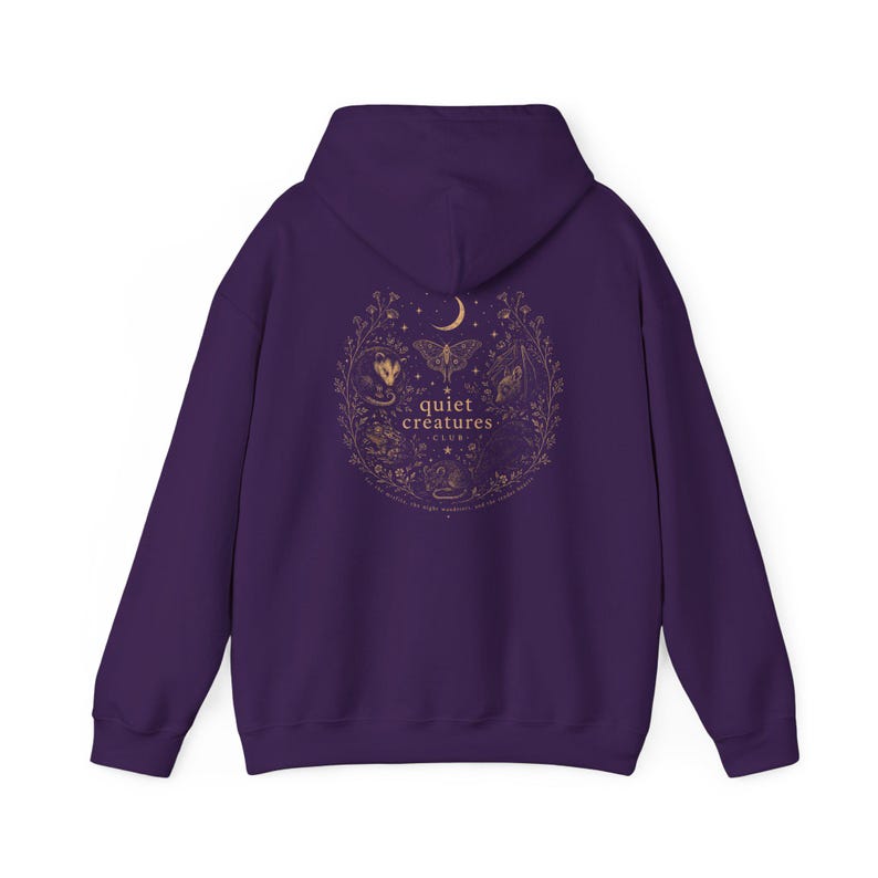 Hexen-Hoodie, verspielte Kleidung, Cottagecore-Kleidung, Feen-Grunge-Motten-Shirt, Natur-Hexen-Geschenke, Goth-Hoodie, Hexenartikel, Luna-Motten-Shirts Purple