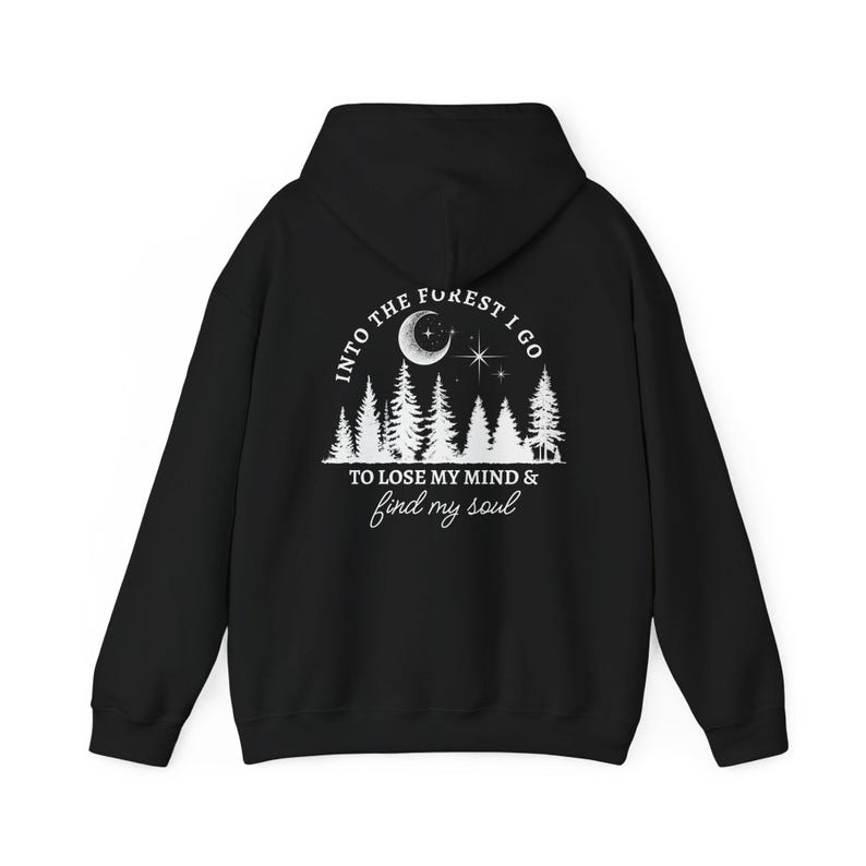 Forest Hoodie Nature Inspired Gift Granola Girl Shirt Mountain Sweatshirt Camping Sweatshirt Gift for Hiker Outdoor Hoodies Woods Sweatshirt Black