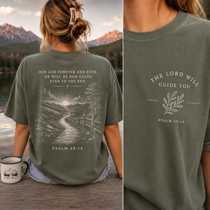 Comfort Colors® Psalm 48 Christliche Shirts für Damen Bibelvers-Shirt Schrift-Shirt Glaubensbasierte Kleidung Christliche Geschenke Religiöses Shirt