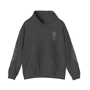 Floral Christian Hoodie Botanischer Glaube Hoodie Wildblume Christian Sweatshirt Christian Womens Shirts Kirche Bekleidung Bibel Studium Geschenke Dark Heather