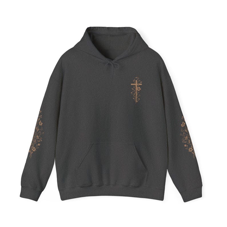 Floral Christian Hoodie Botanischer Glaube Hoodie Wildblume Christian Sweatshirt Christian Womens Shirts Kirche Bekleidung Bibel Studium Geschenke Dark Heather