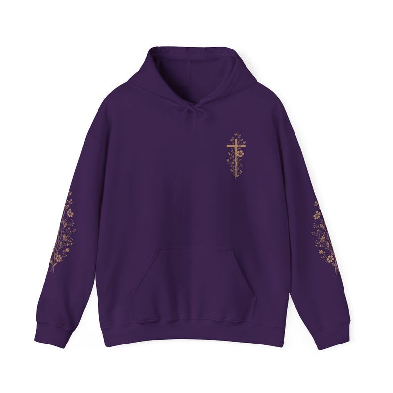 Floral Christian Hoodie Botanischer Glaube Hoodie Wildblume Christian Sweatshirt Christian Womens Shirts Kirche Bekleidung Bibel Studium Geschenke Purple