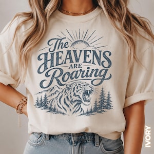 The Heavens Are Roaring Tiger Shirt Vintage Christian Tee Faith Mountain Shirt Roaring Tiger Tshirt Southern Faith Shirt Christian Gifts