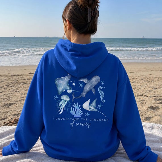 Ocean Beach Hoodie Ocean Inspired Style Mermaidcore Clothing Beachy Hoodies Preppy Sweatshirt Coconut Girl Crewneck Beachy Sweatshirt