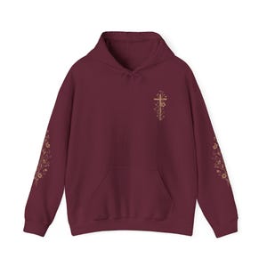 Floral Christian Hoodie Botanischer Glaube Hoodie Wildblume Christian Sweatshirt Christian Womens Shirts Kirche Bekleidung Bibel Studium Geschenke Maroon