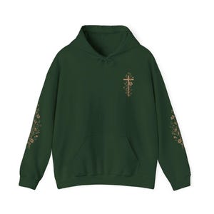 Floral Christian Hoodie Botanischer Glaube Hoodie Wildblume Christian Sweatshirt Christian Womens Shirts Kirche Bekleidung Bibel Studium Geschenke Forest Green