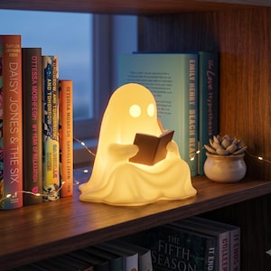 Sitting Ghost Reading Book Home Library Halloween Decor