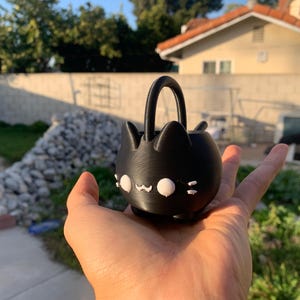 Mini Cat Watering Can | 3D Printed PLA+ Plant Tool white eyes black cat