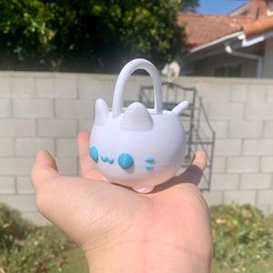 Mini Cat Watering Can | 3D Printed PLA+ Plant Tool blues eyes white cat