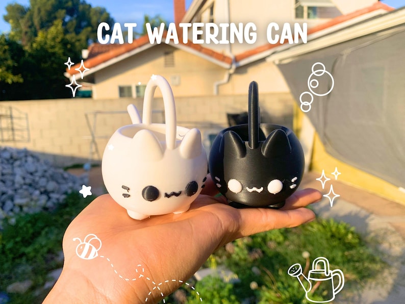 Mini Cat Watering Can | 3D Printed PLA+ Plant Tool image 1