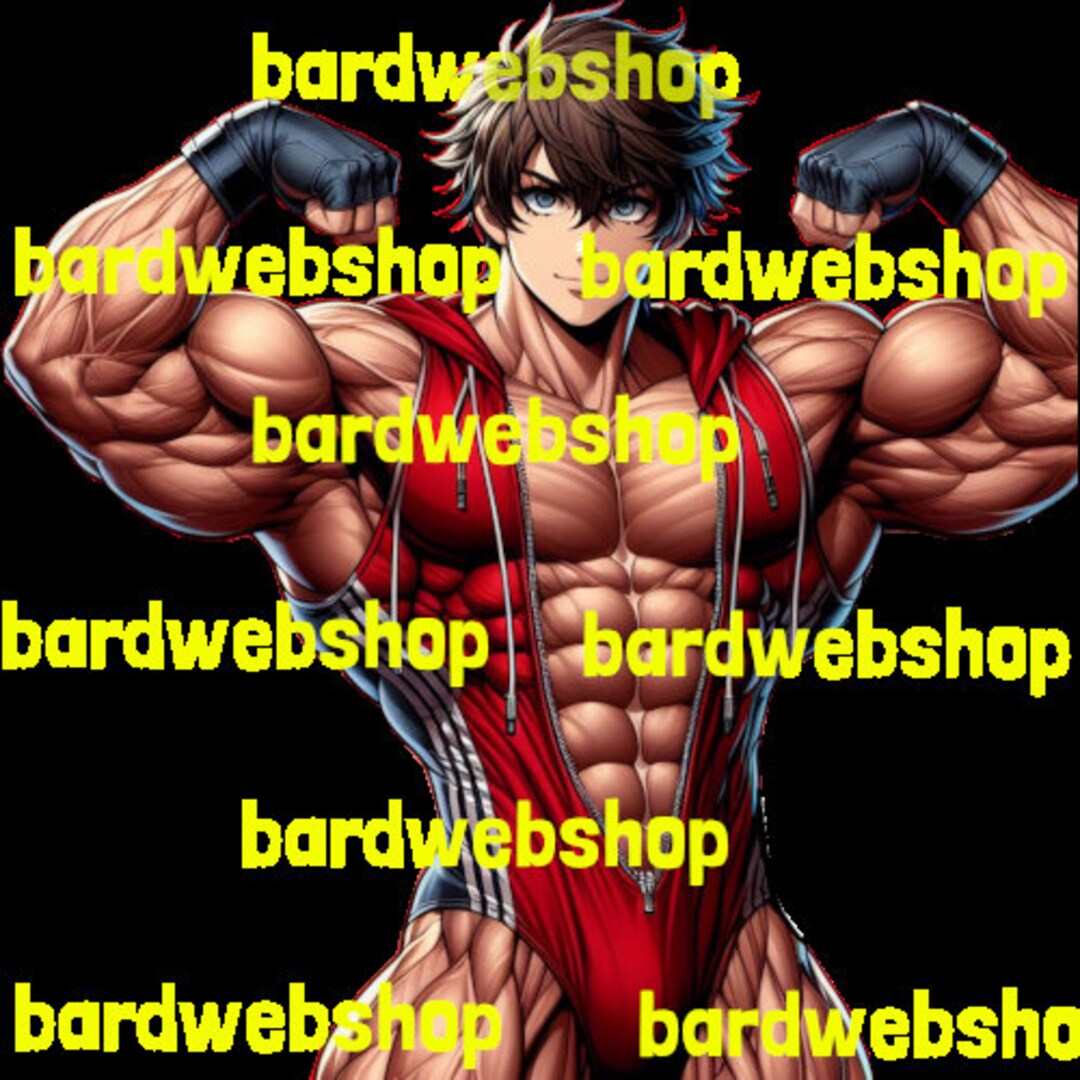 Bodybuilder PNG SVG, Muscle Poster, Anime Fitness , Anime Bodybuilder, PNG Digital Download 1024