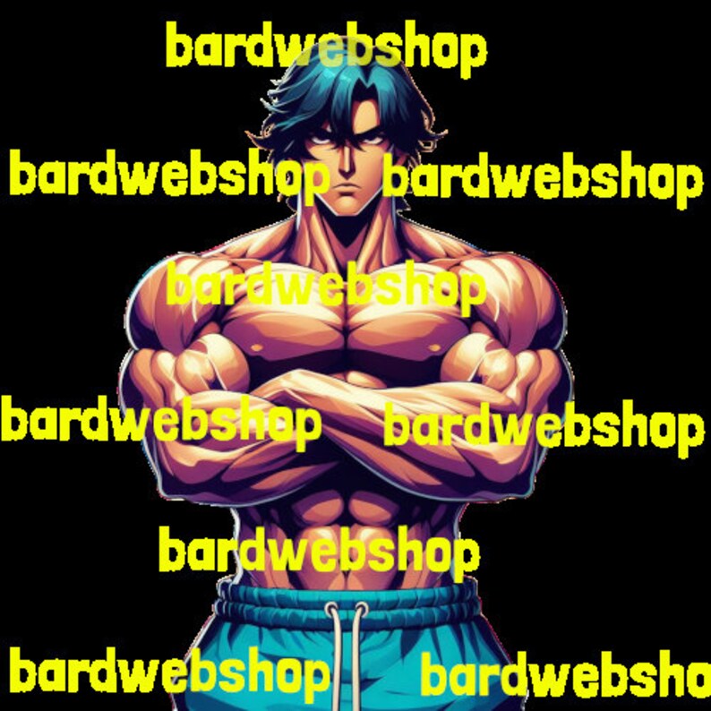 Bodybuilder PNG SVG , Muscle Poster, Anime Fitness , Anime Bodybuilder, PNG Digital Download