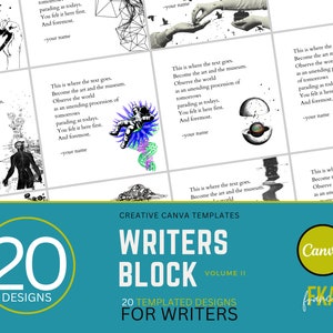 Writers Block Volume II / 20 modelli Canva creativi e di ispirazione semplice per scrittori e poeti / Ritratto quadrato di Instagram per storie