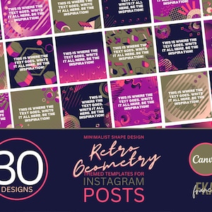 30 Canva Templates for Instagram | Retro Geometry | Simple Inspired Creative Artistic Minimal Stylish Design | Square Story Portrait