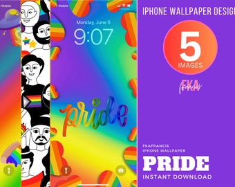 5 diseños de papel tapiz para iPhone / Celebre el orgullo con un papel tapiz arcoíris tan vibrante como usted es / Descarga instantánea / ORGULLO