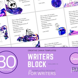 Writers Block Volume IV / 30 modelli Canva creativi e di ispirazione semplice per scrittori e poeti / Ritratto quadrato di Instagram per storie