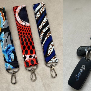  Keychain Key Fob Wristlet  Fabric Wrist Strap for Women  (Yellow Mudcloth) : Handmade Products