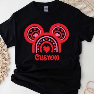 Mouse Ears Rainbow Hearts Shirt, Disney Valentine Shirt, Disney Shirt,Mickey and Minnie Happy Valentine&#39;s Day SweetShirt,Love day Sweatshirt