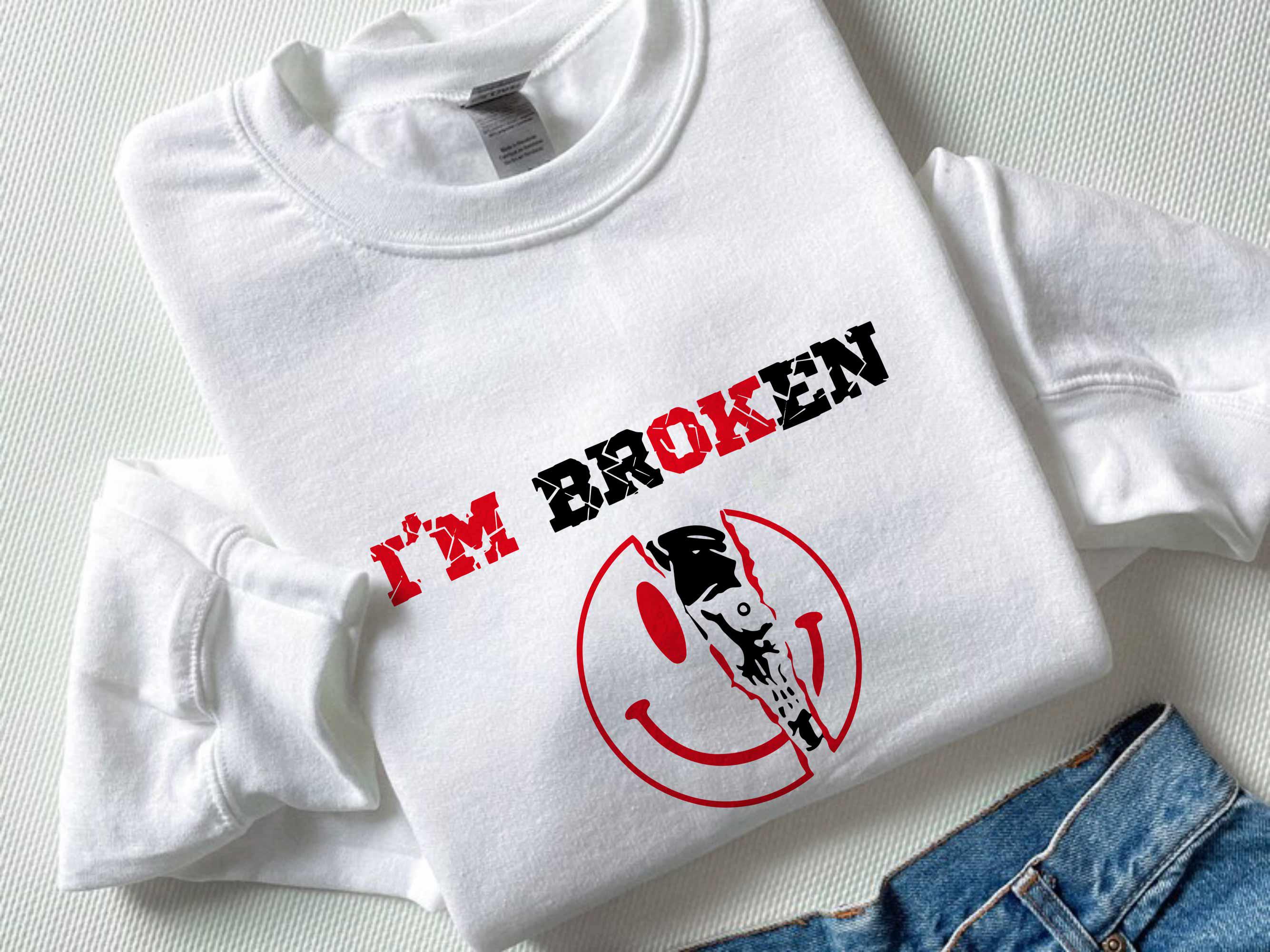 I'm Broken Shirt, Funny Skull Halloween Shirt, Funny Halloween Tee, Inside Broken SweetShirt,Happy Face Skull Shirt, I'm Broken Horror Shirt