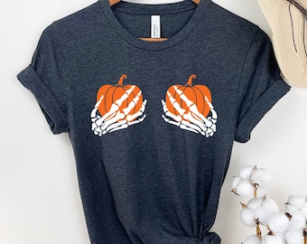Pumpkin Breast Halloween T-shirt, Halloween Sweatshirt, Adult Humour Tee, Halloween Funny Tshirt, Haloween Part Sweatshirt