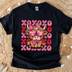 Highland Cow Valentine&#39;s Day Sweatshirt, Heifer Valentine Shirt, Valentine&#39;s Day Gift, XOXOXO Valentine Shirt, Cow Lover Gift Sweatshirt
