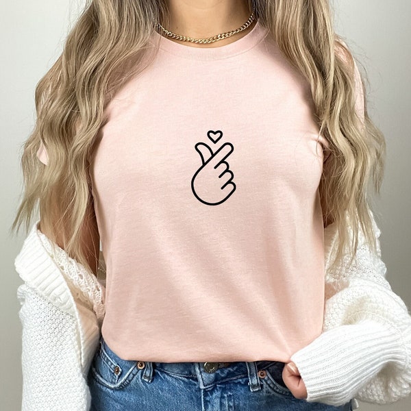 Finger Heart Shirt,Korean Finger Heart Shirt,Korean Love Gift,K Pop Shirt,Valentine Day Gift Shirt,Saranghae Shirt, Korea Finger Tee Shirt