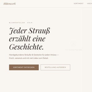Plantilla web para floristerías en HTML y CSS | Bluetenwerk | Diseño web para floristerías y bodas