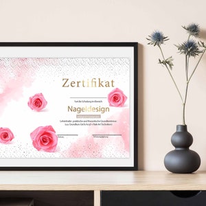 Nail design, certificate of completion, certificate template, training course, award, beauty, certificate, DIY